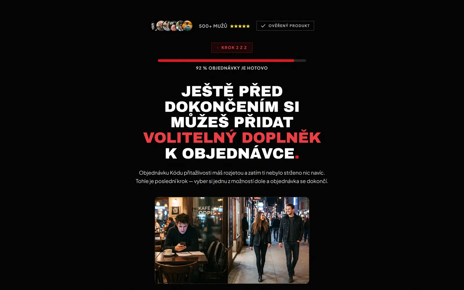 Kód přitažlivosti: doplněk před dokončením objednávky