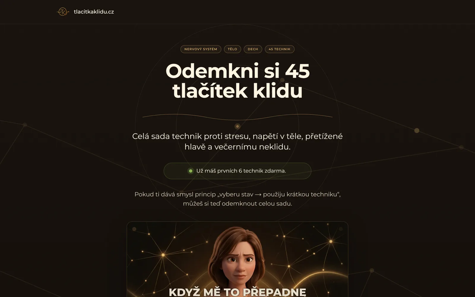 Tlačítka klidu: členská sekce s produktem