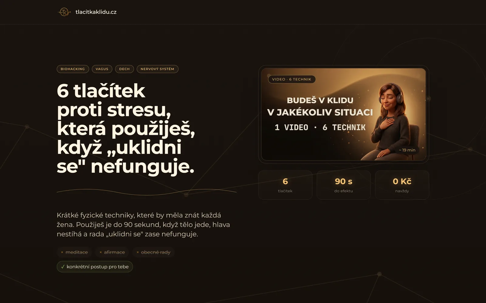 Tlačítka klidu: prodejní stránka